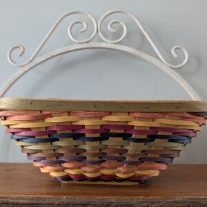 Longaberger Multicolor Woven Wall Basket in Yellow, Brown, Navy & Burgundy